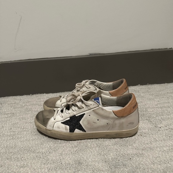 Golden Goose Women's Super-Star with Black Glitter Star and Pink Heel Tab - Picture 4 of 7